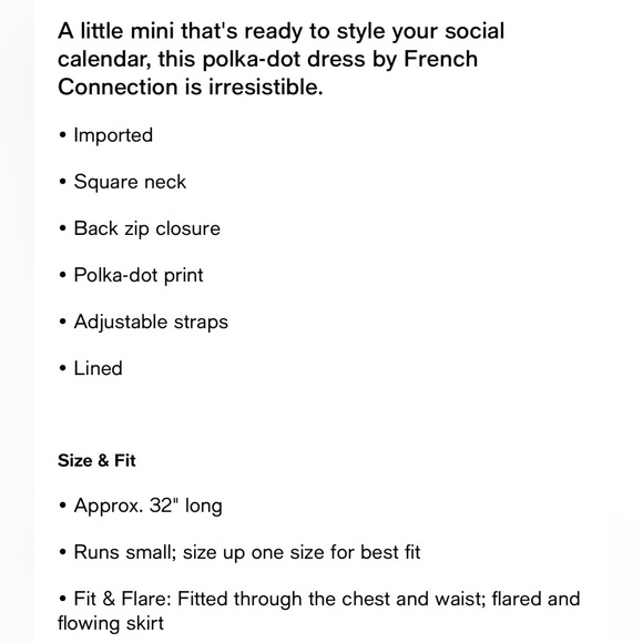 NWT - French Connection Polka Dot Dress - Super Cute! - Picture 9 of 9